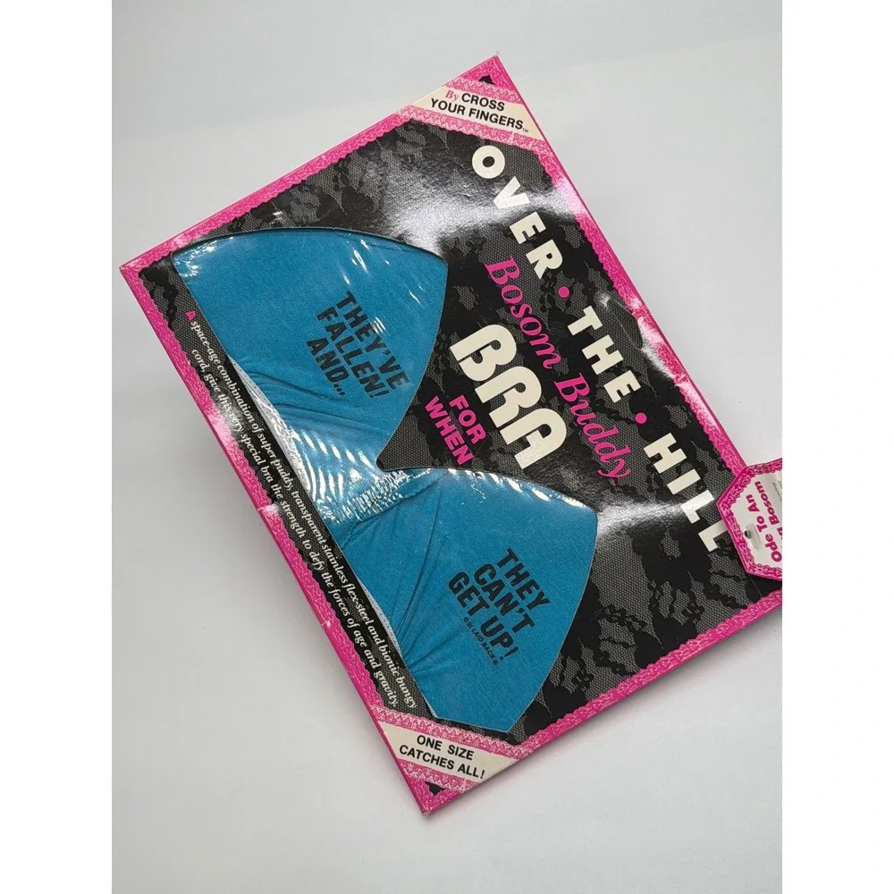 Vintage 1991 Over The Hill Bosom Buddy Bra Novelty Gag Gift Teal Blue NIB